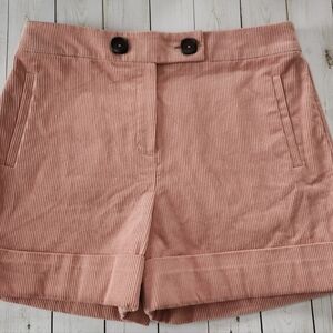 Top Shop Pink High-waisted Corduroy Cuffed Shorts Size 12